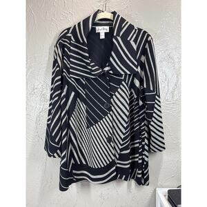 Joseph Ribkoff Womens Contemporary Black Gray Abstract Striped Size 18